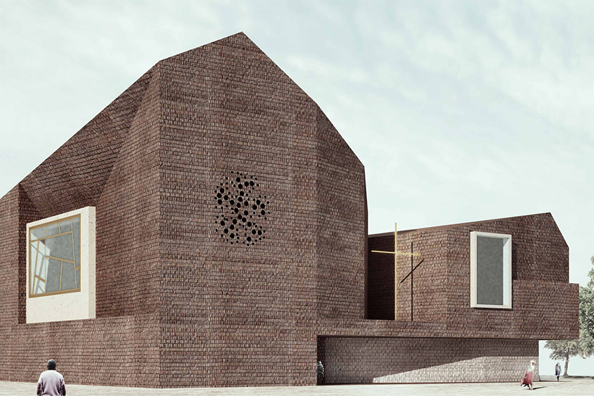 Chiesa nel porto sud (render esterno), atelier QUAGLIOTTO, Copenhagen, Danimarca