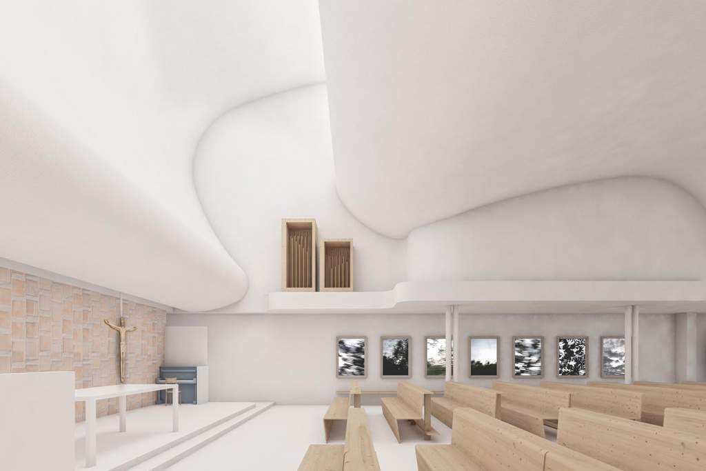Complesso Parrocchiale Maria SS. del Rosario (render interno), atelier QUAGLIOTTO, Terrasini (PA),
2020