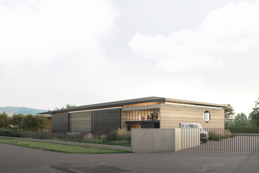 “Ordine e Strati” Edificio produttivo + Uffici, Studio Bonturi,
Cazzano di Tramigna (VR), 2024-in corso; immagine di framax images